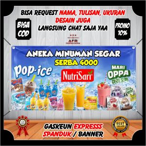 Spanduk Banner Backdrop Pop Ice Viral - Banner Jualan Aneka Minuman Segar Viral Kekinian