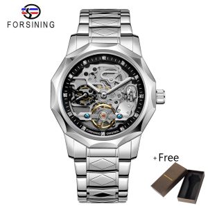 Forsining Đồng Hồ Tự Động Thời Trang Đồng Hồ Cơ Rỗng Bằng Thép Không Gỉ Sang Trọng Cho Nam Đồng Hồ Nam Mặt Số Trang Trí Kim Cương. Quà Tặng Cho Nam Giới