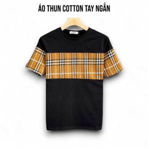 Áo Thun Cổ Tròn Sọc Ngang CARO Tay Ngắn Vải Cotton Co Giãn 4 Chiều Form Regular Fit - TUTEE