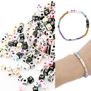 200pcs 5x5mm Mixed Acrylic Square English Alphabet Letter Beads Charms for DIY Necklace Bracelet Jewelry Making