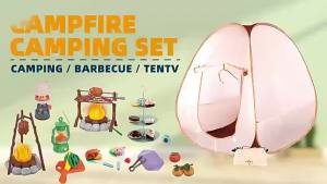 Kid Camping Tent Set Simulated Miniature Food Adventure Tool with Light Sound Outdoor Parent-Child Interactive Toy Girl Boy Gift