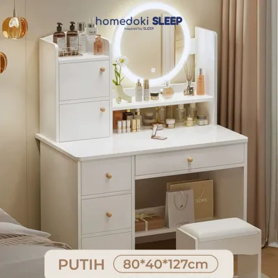 Homedoki Meja Rias Minimalis/Meja Rias Led/Meja Rias Lampu/Meja Rias Aesthetic/Meja Rias Sliding/Meja Make up