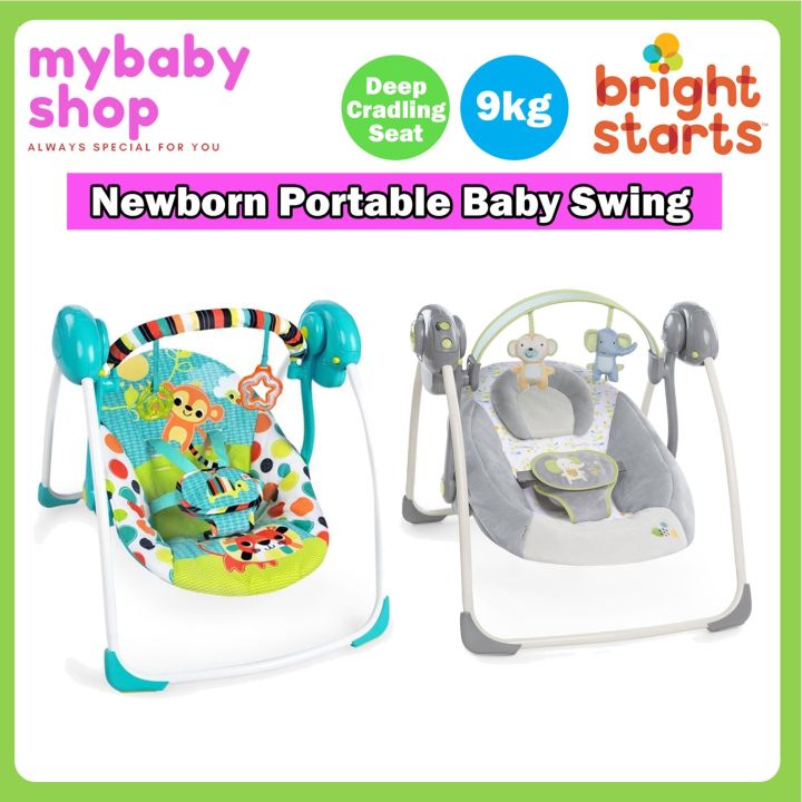 Bright Starts Kaleidoscope Safari Portable Baby Swing/ Ingenuity Soothe ...
