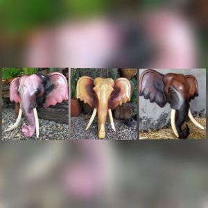 หัวช้างแกะสลัก หัวช้างติดผนัง ช้างมงคล ช้างไม้แกะสลัก ไม้จามจุรีแกะสลัก งานแฮนด์เมดโดยช่างฝีมือ สวยงามปราณีตมาก ของประดับตกแต่งบ้าน ร้านค้า