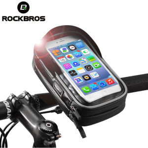 ROCKBROS Cycling Bike Bicycle Phone Bag 6.0 Inch Rainproof TPU Touch Screen Bike Cell Phone Handlebar Bag MTB Frame Pouch Case