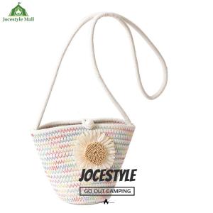 [Jocestyle Mall] Women Girls Woven Straw Flower Decor Crossbody Bag for Work and Daily Use