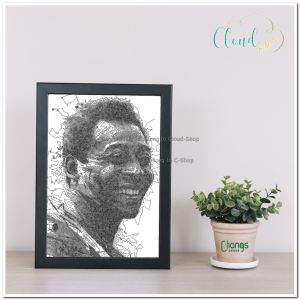 Tranh Treo tường 🎨 Freeship 🎨Tranh vẽ số hóa bằng bút bi chân dung cầu thủ Pele
