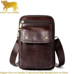 Royal Bagger Shoulder Sling Bags For Men Genuine Cow Leather Fashion Crossbody Small Phone Bags Cool Casual Waterproof Belt Waist Pack