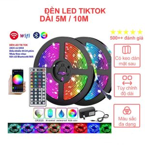 Đèn Led 5/10m Led Nháy Theo Nhạc Cảm Âm 2 Chế Độ Dùng App Bluetooth Và Điều Khiển Remote Chống Thấm Nước