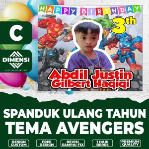 SPANDUK ULANG TAHUN AVENGERS / BANNER ULANG TAHUN AVENGERS / SPANDUK BANNER ULANG TAHUN