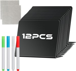 12 Pcs 4"x3" Small Food Labels for Party BuffetChalkboard Signs for Food Display Price Birthday Bakery Wedding Reusable Black Tabletop Chalkboard Sign Table Name Tags Place Cards Food Signs