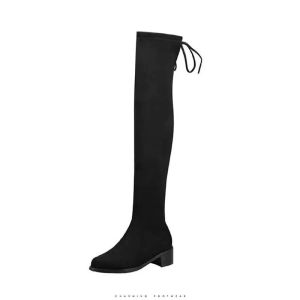 Bestseller Korean Fashion the over knee Boots Suede Black Shoes thin High Boots for women （Add 1 size）