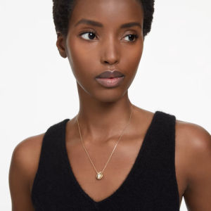 SWAROVSKI Luxury Bella V round cut gold gemstone pendant necklace S925 silver womens fashion necklace