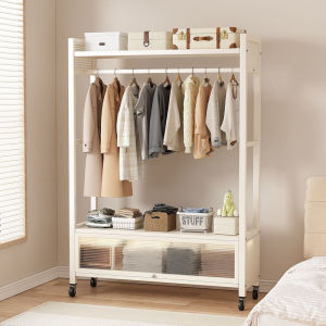 Clothes Rack Organizer Steel Hanging With Wheels Indoor Multifunctional Standing Hanger Coat Rack