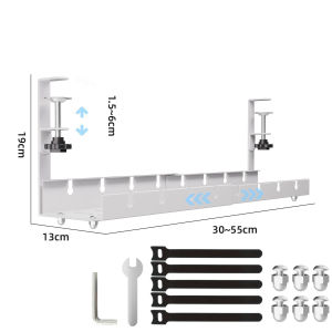 Space-Saving Extendable Under Desk Cable Management Wire Organizer Tray Storage Tray Desk Socket Holder Durable Carbon Steel Organizers Storage