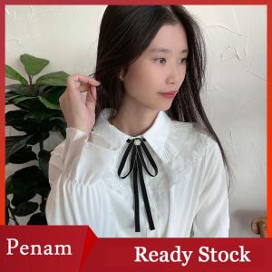[PAM] 1Pcs Anh Hàn Quốc Cao Đẳng Phong Cách Handmade Ribbon Đen Bowtie Pins Nhỏ Bow Tie Cho Phụ Nữ Của Cô Gái Ngân Hàng Trắng Áo Sơ Mi Cổ Áo Hoa