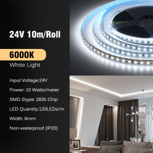 Cutable each LEDs 10M 20M DC24V LED Strip 2835 120led/m 10w/m High Brightness White/Warm White Flexible LED Light Strip DIY Room Decoration Lighting