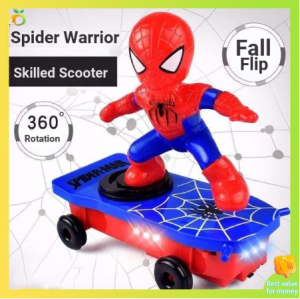 Spiderman Stunt Car Roll Boy Baby Kids Music Electric Spiderman Scooter Kids Toy outdoor indoor