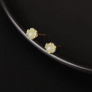 YINGRAN2 Trung Quốc Phong Cách Retro Giả Ngọc Nhỏ Stud Bông Tai Cho Phụ Nữ Tinh Tế Màu Xanh Lá Cây Vòng Bead Bông Tai Đồ Trang Sức Thanh Lịch Quà Tặng