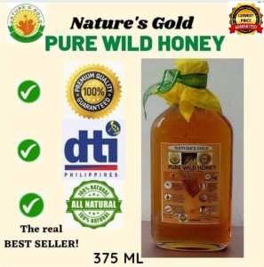 Top Seller 100% Pure Honey Bee 375ml  (Unheated Unpasteurized Uncultured)Best for Immunity Booster Food Supplement Antioxidants Brain Booster Relieving Cold and  Cough Symptoms Anti-Bacterial and Rich in Vitamins Minerals and Enzymes 375 Glass Bot