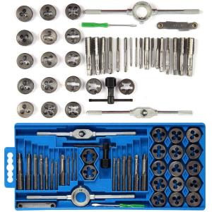 【MD MOHS DIAGNOSTICS 】40Pcs/Set Professional Metric Tap Wrench and Die Set Cuts M3-M12 Bolts Wrench Screw Pitch Gauge Tool Kits Home Accessory T-handle Tap Wrench Screw Pitch Gauge Tool Kits