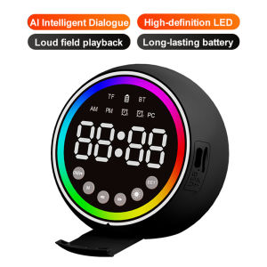 ACTUAL Jam Alarm Digital LED Bulat dengan Layar Besar Lampu Tidur RGB Speaker Bluetooth Fungsi Snooze Kalender & Suhu – Cocok untuk Kamar Tidur / Hadiah