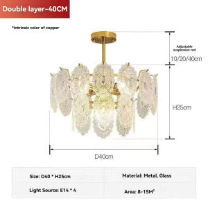 American Retro Chandelier French Palace Style Italian Crystal Glass Light Luxury Bedroom Living Room Dining Room Lighting Fixtures three-color light.