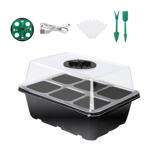 LED Lighted Germination Box with Ventilation Holes Plastic Construction Starter Tray For Home Gardening