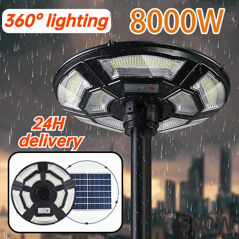 【10 Years Warranty】NEW UFO Solar light outdoor lighting 8000W solar Spotlight LED Light Waterproof IP67 Ultra-bright high-power solar