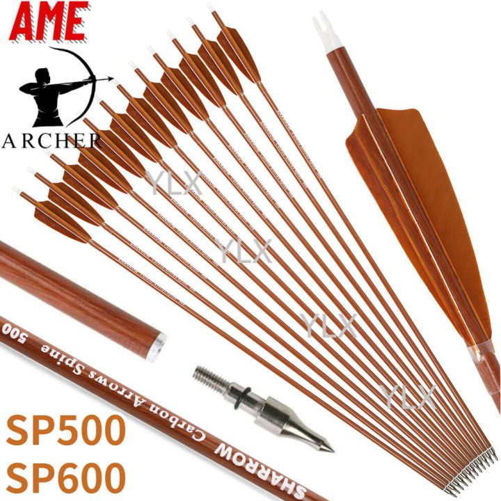 12-Pack Carbon Arrows With Turkey Feathers For Compound/Recurve Bow Hunting