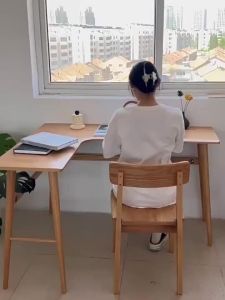 Urban Echo ⚡ Solid Wood Corner Desk Oak Computer Desk L-Shaped Home Study Desk