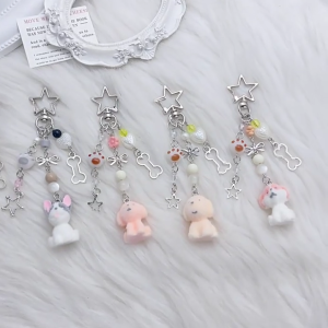Adorable Plush Korean Inspired Puppy Phone Strap Key Holder Accessory Perfect For Trendy Couples And Accessory Lovers