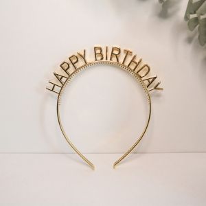 LD-C787 Bando Happy Birthday Silver Anak Bahan Plastik Pesta Ulang Tahun Korean Style / Bendo Wanita Birthday Party Gold Heandband HBD Import