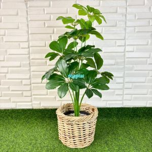 Pohon Artificial Tanaman Hias Daun Walisongo X12 Semilatex Cover Pot Rotan Bulat Hiasan Kamar Dekorasi Kantor