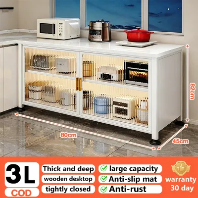 CompactSteel store Multi-functional Kitchen Storage Cabinet Countertop Cabinet Cabon Steel Organizer Rack Kitchen Storage Workbench