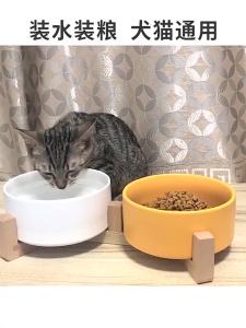 Cat Bowl Black Double Bowl Ceramic Dog Bowl Cat Food Basin Dog Basin Dog Drinking Water Cat Food BowlBowl Anti-Tumble