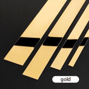 【Promosi 】5M List Plat Strip Mirror Gold Flat Decorative Lines Stiker Dekorasi Lantai Keramik