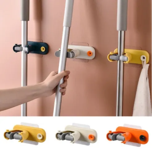 in Mop Broom Holder Hook Wall Mounted Shelf Organizer Clips