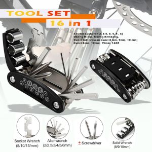 OJIO - Kunci Lipat Set Multi L Obeng Shock Pas Sepeda Motor 16 in 1 Tool Kit - Set Kunci Obeng Sok Kunci L