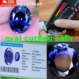 Cincin batu permata safir biru oval bersertifikat Natural cocok untuk aksesoris fashion.