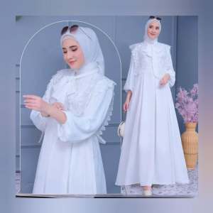 Queena Dress Crinkle Airflow apk Brokat Gamis Wanita Terbaru 2024 Dress Kondangan Dewasa Mewah Viral