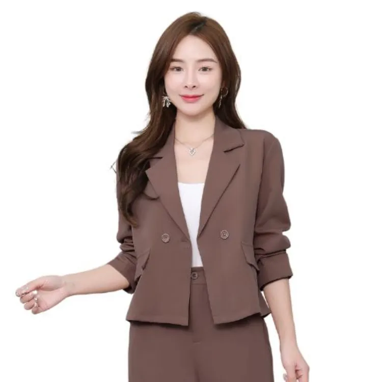 Lings Co Coordinates Trouser Pants and Semi Crop Top Blazer For