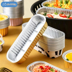MLADEN 50PCS Tin Foil Box Disposable Tin Foil Cup Air Fryer Tin Foil Cup Baked Baked Egg Foil Box Bakeware