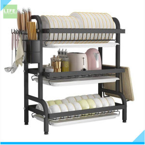 LIFE Adjustable Drawer Aluminum Dish Rack Dish Drain Rack Kitchen Dish Storage Rack Countertop Storage Rack Split Kitchenware Shelf Kitchen Sink Drain Rack Cabinet Organizer Pot Lid Rack Cooking Dish Rack Pan Cover Stand Kitchen Accessories