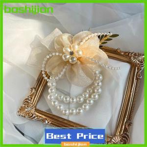 bashijian สร้อยข้อมือสำหรับเพื่อนเจ้าสาวแสนสวยสวยหวานสง่างามริบบิ้นประดับข้อมือสำหรับเจ้าสาวดอกไม้ไข่มุกประดับอัญมณี