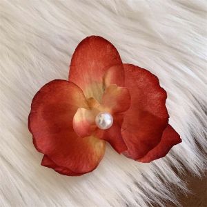 Tooyoo Gradient Butterfly Orchid Pearl Hair Clip Super Fairy Flower Women Headdress Fresh Bangs Clip