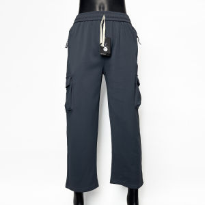 #6801 Five Pocket Jogger Pants Makapl Elasticity Tela Silk Plain With Zipper Pocket Garterized
