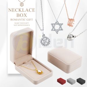 Necklace Jewelry Box Storage for Necklace Pendant Removable Insert & Soft Lining Necklace Case Necklace Box For Store Keepsake Lockable Box and Display your Luxury Necklace (Maroon Black Beige Grey)