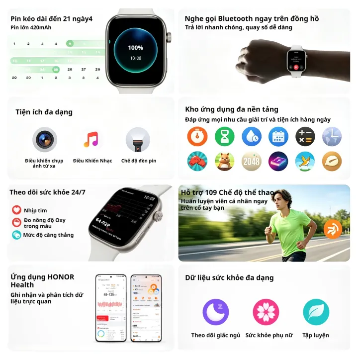 Đồng hồ thông minh HONOR Watch X5i, Màn hình AMOLED 1.97, Gọi Bluetooth, Pin 21 ngày, 109 chế độ thể thao, Theo dõi sức khỏe cả ngày, Chống nước IP68 | BigBuy360 - bigbuy360.vn Đồng hồ thông minh HONOR Watch X5i, Màn hình AMOLED 1.97, Gọi Bluetooth, Pin 21 ngày, 109 chế độ thể thao, Theo dõi sức khỏe cả ngày, Chống nước IP68 | BigBuy360 - bigbuy360.vn