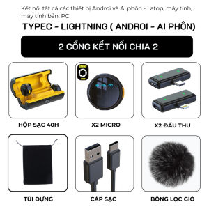 Micro ghi âm không dây SK18 ULTRA sử dụng tất cả thiết bị điện thoại - Micro thu âm 2 trong 1 giảm nhiễu khử ồn 90%
